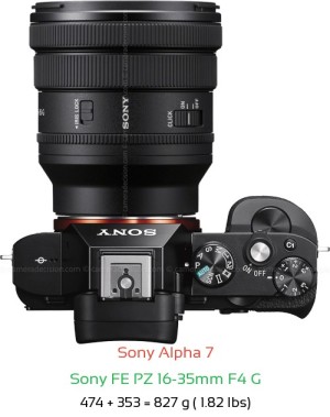 Sony A7 with Sony FE PZ 16-35mm F4 Lens Size