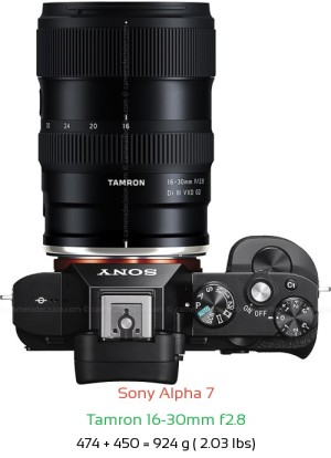 Sony A7 with Tamron 16-30mm f2.8 Lens Size