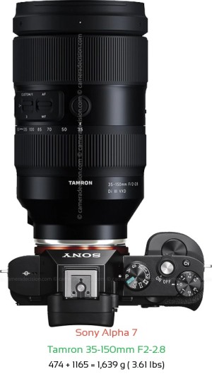 Sony A7 with Tamron 35-150mm F2-2.8 Lens Size
