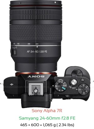 Sony A7R with Samyang 24-60mm f2.8 FE Lens Size