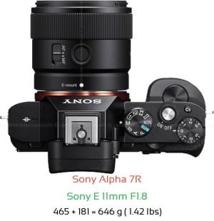Sony A7R with Sony E 11mm F1.8 Lens Size