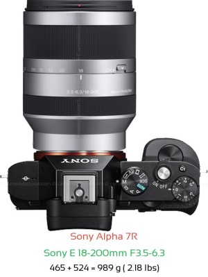 Sony A7R with Sony E 18-200mm F3.5-6.3 Lens Size