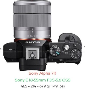 Sony A7R with Sony E 18-55mm F3.5-5.6 OSS Lens Size