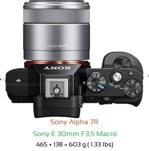 Sony A7R with Sony E 30mm F3.5 Macro Lens Size