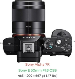 Sony A7R with Sony E 50mm F1.8 OSS Lens Size