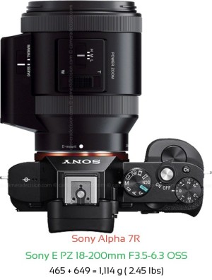 Sony A7R with Sony E PZ 18-200mm F3.5-6.3 Lens Size