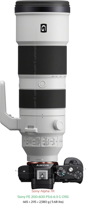 Sony A7R with Sony FE 200-600 F5.6-6.3 Lens Size
