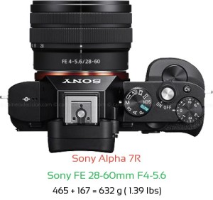 Sony A7R with Sony FE 28-60mm F4-5.6 Lens Size
