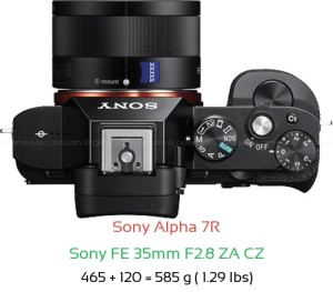 Sony A7R with Sony FE 35mm F2.8 ZA CZ Lens Size
