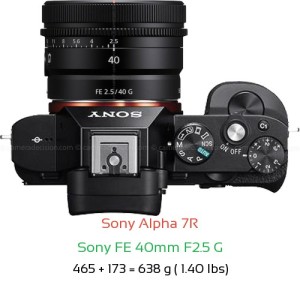 Sony A7R with Sony FE 40mm F2.5 G Lens Size