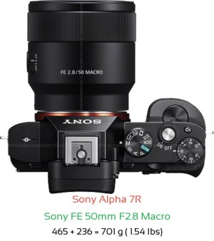Sony A7R with Sony FE 50mm F2.8 Macro Lens Size