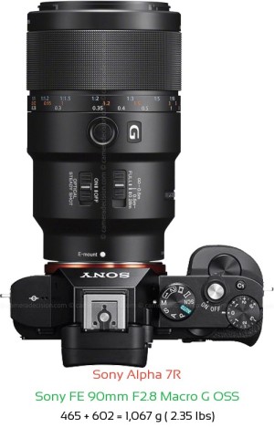 Sony A7R with Sony FE 90mm F2.8 Macro G OSS Lens Size