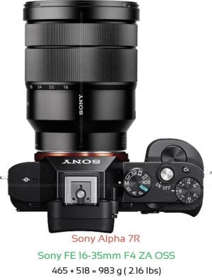 Sony A7R with Sony FE 16-35mm F4 ZA OSS Lens Size