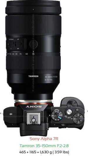Sony A7R with Tamron 35-150mm F2-2.8 Lens Size