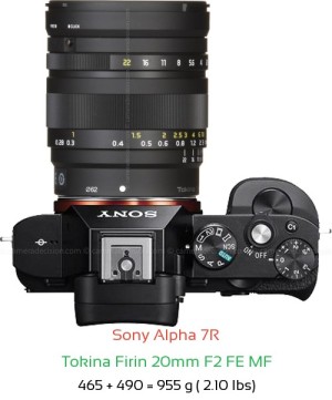 Sony A7R with Tokina Firin 20mm F2 FE MF Lens Size
