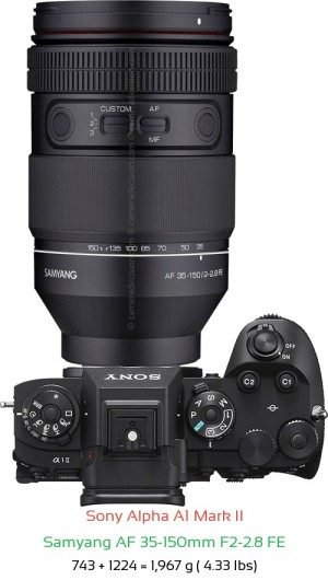 Sony A1 II with Samyang AF 35-150mm F2-2.8 FE Lens Size