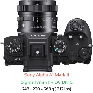 Sony A1 II with Sigma 17mm F4 DG DN C Lens Size