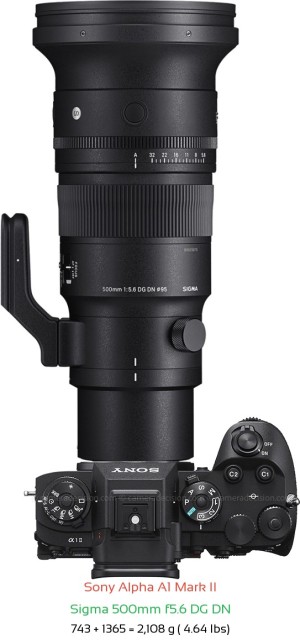 Sony A1 II with Sigma 500mm f5.6 DG DN Lens Size