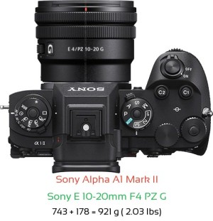 Sony A1 II with Sony E 10-20mm F4 PZ G Lens Size