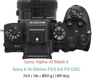 Sony A1 II with Sony E 16-50mm F3.5-5.6 PZ OSS Lens Size