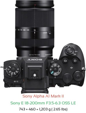 Sony A1 II with Sony E 18-200mm F3.5-6.3 OSS LE Lens Size
