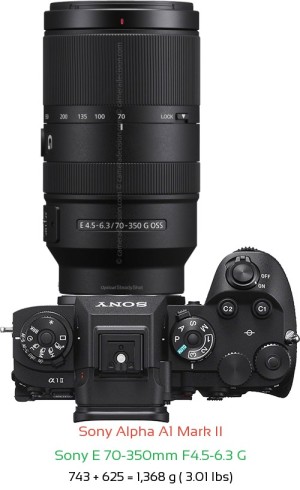 Sony A1 II with Sony E 70-350mm F4.5-6.3 G Lens Size
