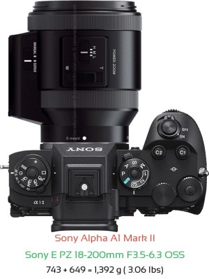 Sony A1 II with Sony E PZ 18-200mm F3.5-6.3 Lens Size