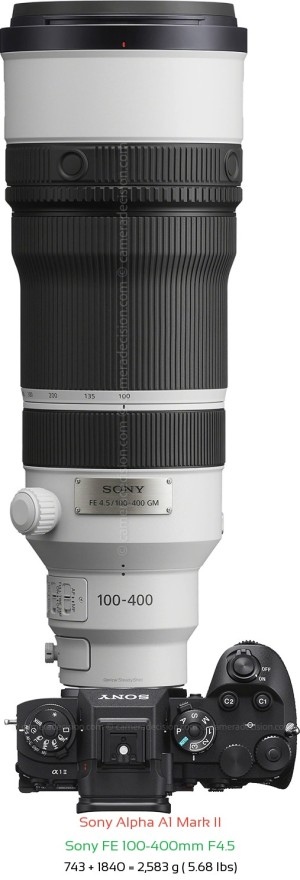 Sony A1 II with Sony FE 100-400mm F4.5 Lens Size