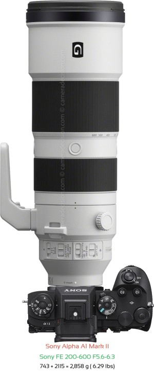 Sony A1 II with Sony FE 200-600 F5.6-6.3 Lens Size