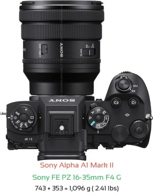 Sony A1 II with Sony FE PZ 16-35mm F4 Lens Size