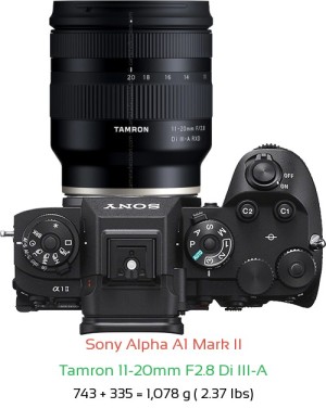 Sony A1 II with Tamron 11-20mm F2.8 A Lens Size