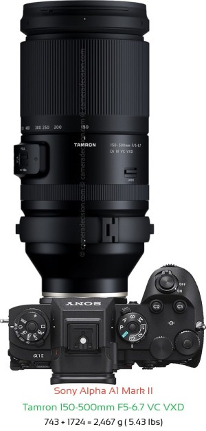 Sony A1 II with Tamron 150-500mm F5-6.7 Lens Size