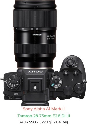Sony A1 II with Tamron 28-75mm F2.8 Di III Lens Size