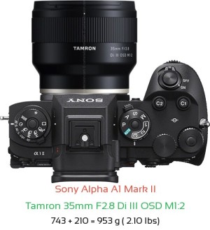 Sony A1 II with Tamron 35mm F2.8 Di III OSD M1:2 Lens Size