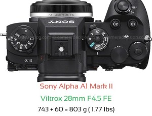Sony A1 II with Viltrox 28mm F4.5 FE Lens Size