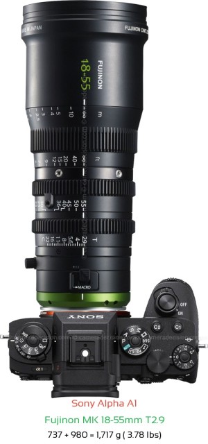 Sony A1 with Fujinon MK 18-55mm T2.9 Lens Size