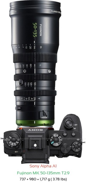 Sony A1 with Fujinon MK 50-135mm T2.9 Lens Size