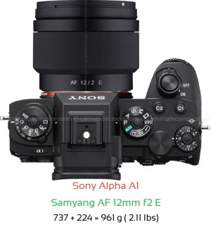 Sony A1 with Samyang AF 12mm f2 E Lens Size