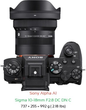 Sony A1 with Sigma 10-18mm F2.8 DC DN C Lens Size