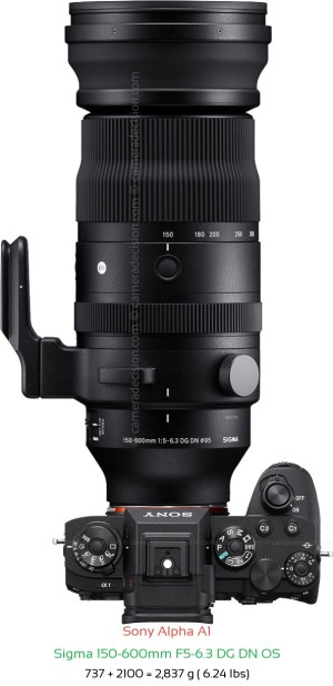 Sony A1 with Sigma 150-600mm F5-6.3 DG DN OS Lens Size