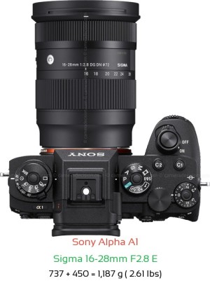 Sony A1 with Sigma 16-28mm F2.8 E Lens Size