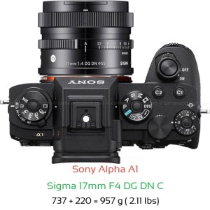 Sony A1 with Sigma 17mm F4 DG DN C Lens Size