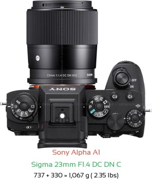 Sony A1 with Sigma 23mm F1.4 DC DN C Lens Size