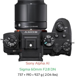 Sony A1 with Sigma 60mm F2.8 DN Lens Size