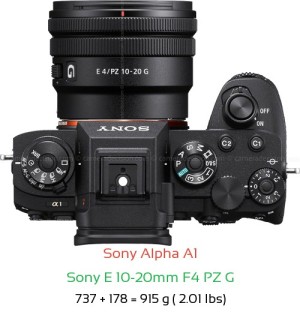 Sony A1 with Sony E 10-20mm F4 PZ G Lens Size