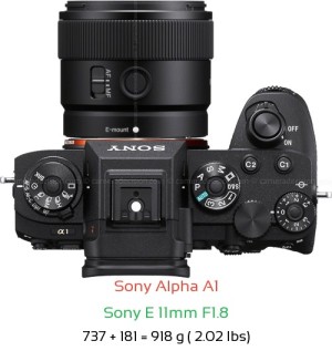 Sony A1 with Sony E 11mm F1.8 Lens Size