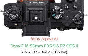 Sony A1 with Sony E 16-50mm F3.5-5.6 PZ OSS II Lens Size
