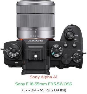 Sony A1 with Sony E 18-55mm F3.5-5.6 OSS Lens Size