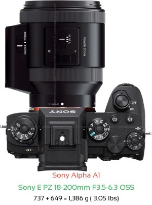 Sony A1 with Sony E PZ 18-200mm F3.5-6.3 Lens Size