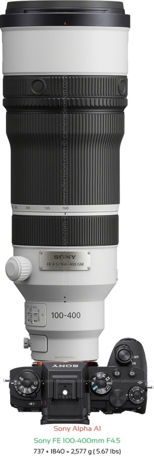 Sony A1 with Sony FE 100-400mm F4.5 Lens Size